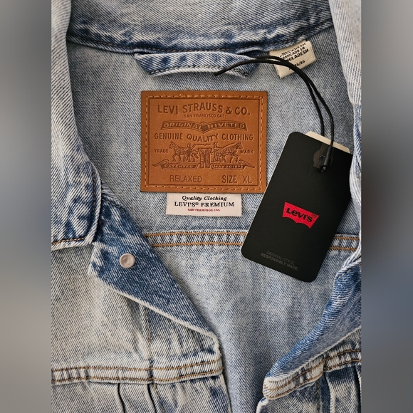 LEVI'S Premium Type 1 Denim Trucker Jacket Double Pleated Cinch Back Men's Sz XL - Picture 6 of 8